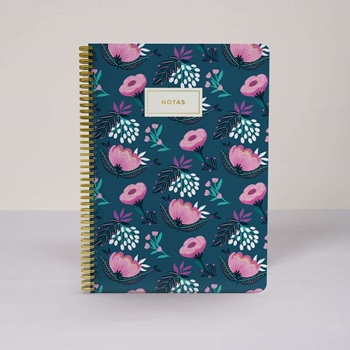 Cuaderno A4 Fera tb cuadriculado obra 80g flores azules