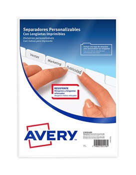 Separadores Avery A4 print tab blanco x6