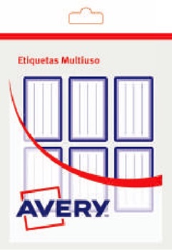 Etiqueta Avery escolar azul caja x 180 (30 planchas x 6u)
