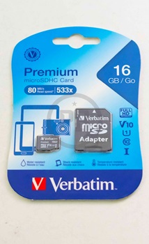 Memoria Verbatim Micro-SD 16 gb con adaptador clase 10
