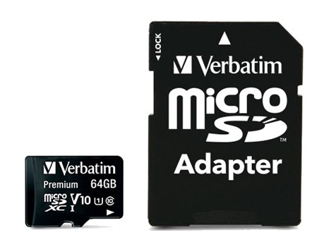 Memoria Verbatim Micro-SD 64 gb con adaptador clase 10