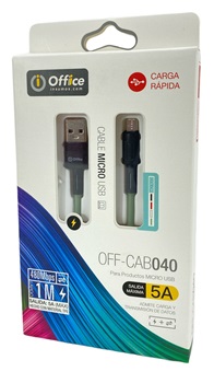 Cable usb 2,0 a Micro-USB 1,00 metros off-cab041 5,0 amp negro