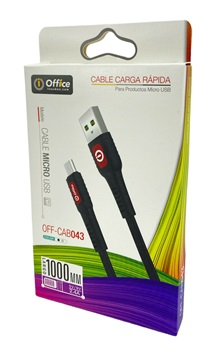 Cable usb 2,0 a Micro-USB 1,00 metros off-cab043 2,4 amp negro