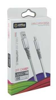 Cable Office insumos usb-a-lightning plano 2,1 1m b001 silver  cab001