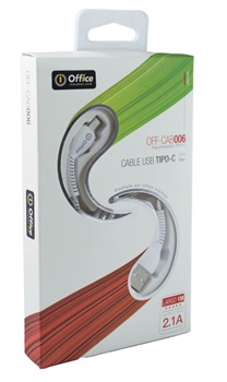 Cable Office insumos usb-a-usb tipo c mallado 2,1 1m b006 silver  cab006