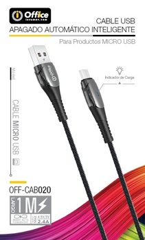 Cable Office usb-a-micro usb 2,0 1m auto-off 2,4amp cab020 negro
