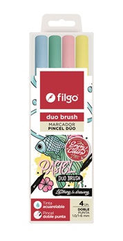 Marcador Filgo duo Brush doble punta x4 Pastel
