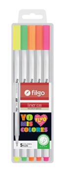 Microfibra Filgo liner 038 0,4 mm estuche x5 fluo
