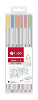 Microfibra Filgo liner 038 0,4 mm estuche x6 colores retro