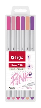 Microfibra Filgo liner 038 0,4 mm estuche x6 colores pink