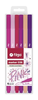 Marcador Filgo marker 036 punta med 1,0 estuche x6 pink