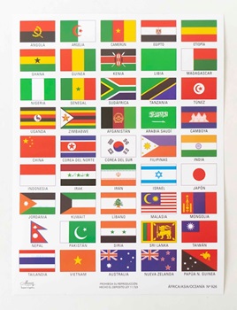 Laminas escolar Maucci x 5 Nº 926-banderas de africa/asia/oceania