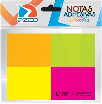 Block adhesivo Ezco e-701 38 x 50 4 colores neon 200 hojas