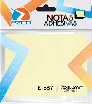 Block adhesivo Ezco e-657 75 x 100 amarillo 100 hojas