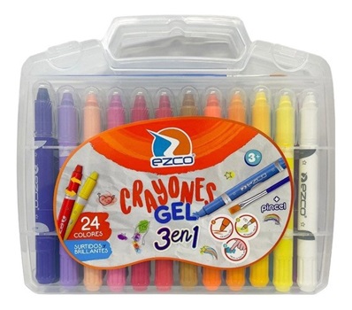 Crayones gel acuarelables Ezco x24 + pincel