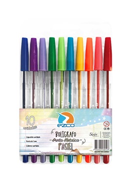 Bolígrafo Pastel Ezco x 10 colores