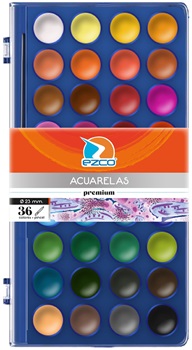 Acuarela Ezco caja acrilica premium 36 colores + pincel