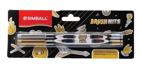Marcador doble punta pincel Simball Brush hits metalizado x2