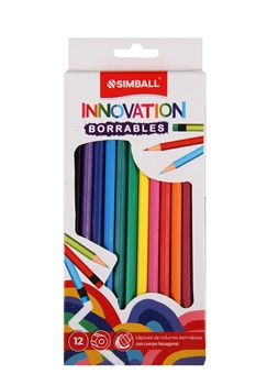 Lapices de colores Simball x 12 largas borrables