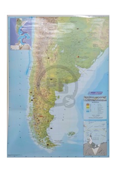 Mapa mural República Argentina d/faz físico político lamina/var 95 x 130 cm