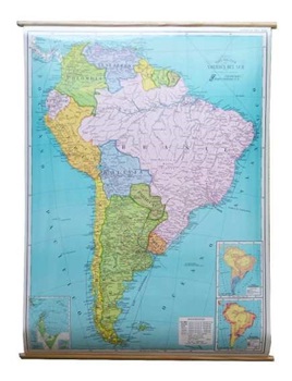 Mapa mural América del Sur físico político lamina/var 95 x 130 cm