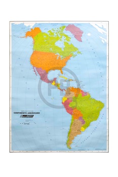 Mapa mural cont americano d/faz físico político lamina/var 95 x 130 cm