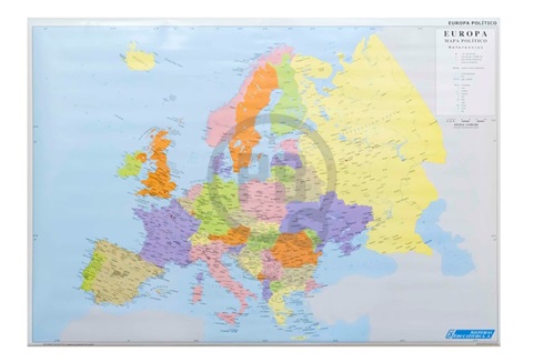 Mapa mural Europa d/faz físico político lamina/var 95 x 130 cm