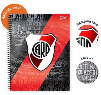 Cuaderno 29,7 tapa flexible 80 hojas rayado River Plate