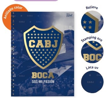 Cuaderno 29,7 tapa dura 120 hojas rayado Boca Juniors