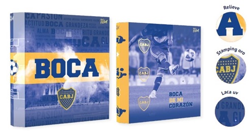 Carpeta A4 2 anillos redondos 40 mm cartoné Boca Juniors
