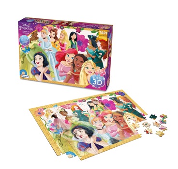 Puzzle 3D 100 piezas 23 x 33 cm lenticular princesas