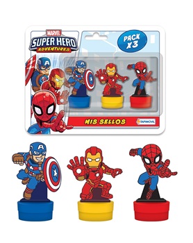 3 sellos con figura super hero