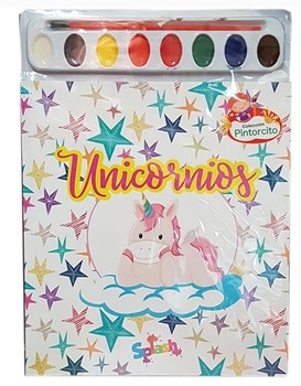 Libro para colorear pintorcito c/acuarelas unicornios