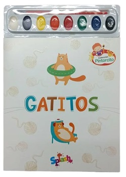 Libro para colorear pintorcito c/acuarelas gatitos