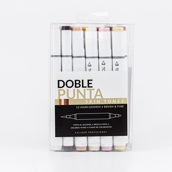 Marcadores Nuwa touch alcohol doble punta x12 skin tones