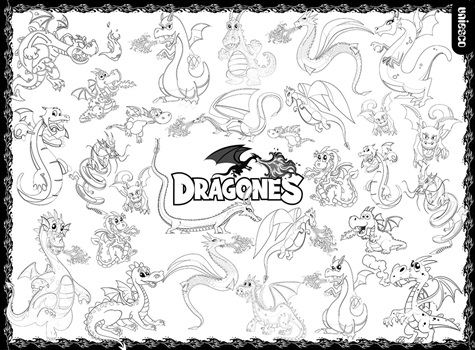 Set laminas para pintar y colgar Uniesco 70 x 50 cm dragones