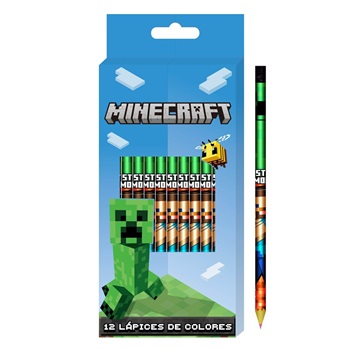 Lapices de colores x 12 largos Minecraft mi442