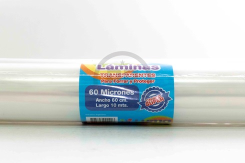Lamina Luma plástico transparente rollo 10 mt x 60 cm 60 micrones