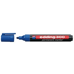 Marcador Edding 300 permanente punta redonda recargable azul