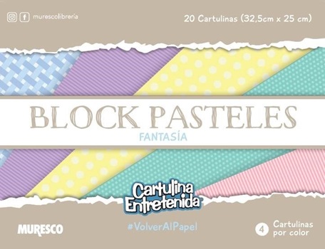 Cartulina Entretenida Muresco block 20 hs pasteles liso