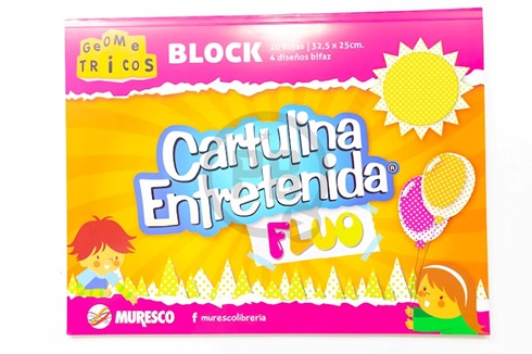 Cartulina Entretenida Muresco block 20 hs fluo 4 diseños