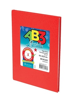 Cuaderno 19 x 23,5 Laprida ab3 araña rojo 50 hojas rayado cosido tapa dura