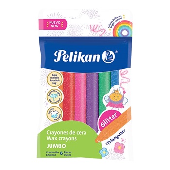 Crayones Pelikan jumbo triangular glitter x6