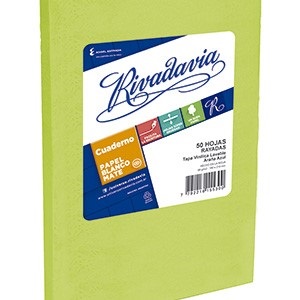 Cuaderno Rivadavia araña tapa dura 50 hojas rayado verde manzana
