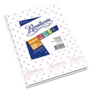 Cuaderno Rivadavia lunares rosa/blanco 50 hojas rayado tapa dura