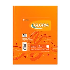 Cuaderno Gloria tapa dura 42 hojas rayado naranja