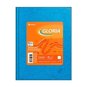 Cuaderno Gloria araña tapa dura 42 hojas rayado celeste