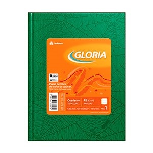 Cuaderno Gloria araña tapa dura 42 hojas rayado verde