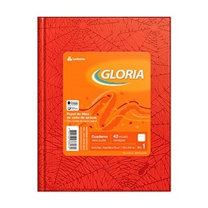 Cuaderno Gloria araña tapa dura 42 hojas rayado rojo