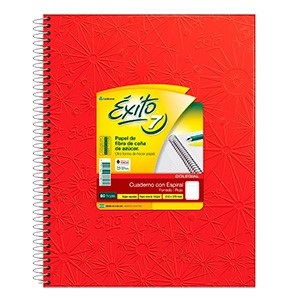 Cuaderno Éxito 21 x 27 Nº 7 forrado rojo tapa dura 60 hojas rayado espiral